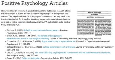 Positive Psychology Articles